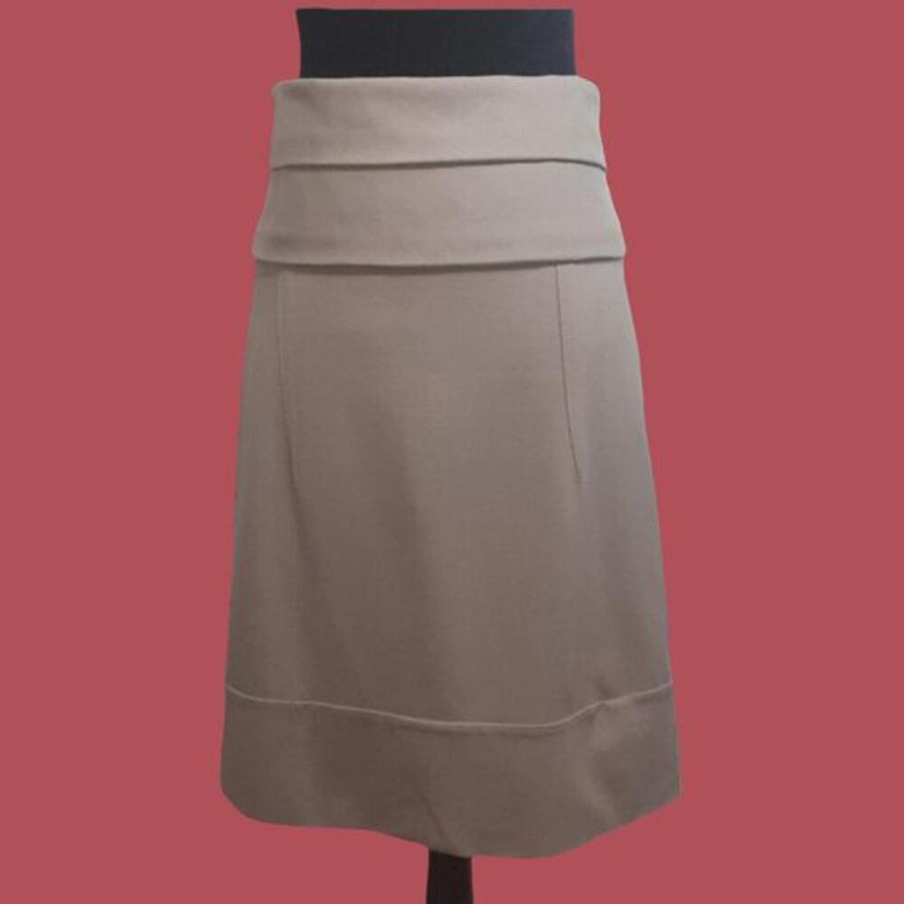 MARNI Retro High Waisted Midi Skirt A-line Size 6 Neutral Tan